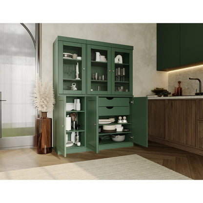 Palace Imports 100% Solid Wood China Pantry with Glass or Solid Wood Doors and 2-Drawers - 48.5" x 71.5"