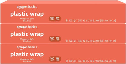 Amazon Basics Plastic Food Wrap, BPA Free, Microwavable, 200 Sq Ft, Pack of 1