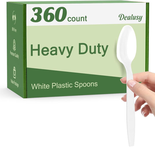360 Count Clear Plastic Spoons Disposable, BPA-Free, Heat Resistant, Solid and Durable Disposable Spoons Heavy Duty Bulk, Premium Spoons plastic disposable for Party Supply
