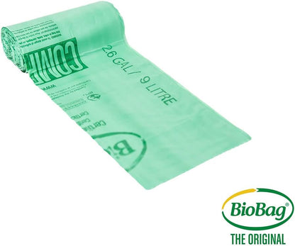 BioBag, 2.6 Gallon Compostable Food Scrap Bags, 100 Count Kitchen Counter Compost Bin Liners, BPI Certified, ASTM D6400, Made in USA
