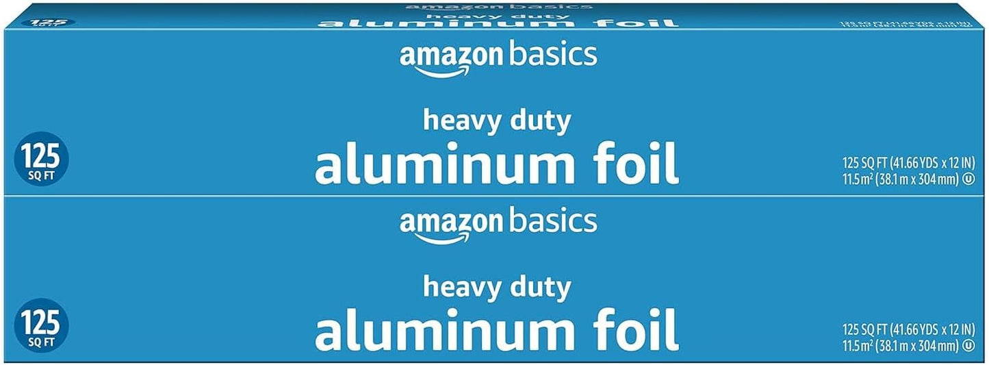 Amazon Basics Heavy Duty Aluminum Foil for Cooking, Grilling, Food Storage, Roasting, 125 Sq Ft (Pack of 1)