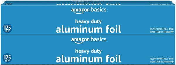 Amazon Basics Heavy Duty Aluminum Foil for Cooking, Grilling, Food Storage, Roasting, 125 Sq Ft (Pack of 1)