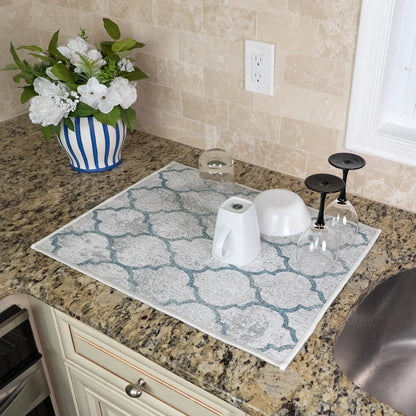 Large Dish Drying Mat for Kitchen Counter - Super-Absorbent Washable Cotton Large Baby Bottle Dryer Pad - Highly Absorbent Ultra
