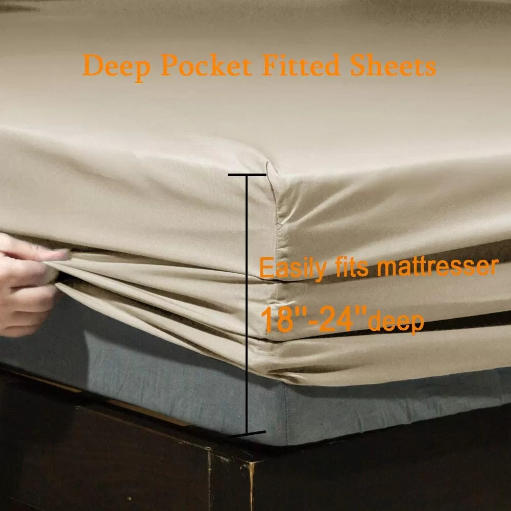 Super Soft 1800 Thread Count Luxury Egyptian Wrinkle Hypoallergenic 6 pcs Bed Sheet Set