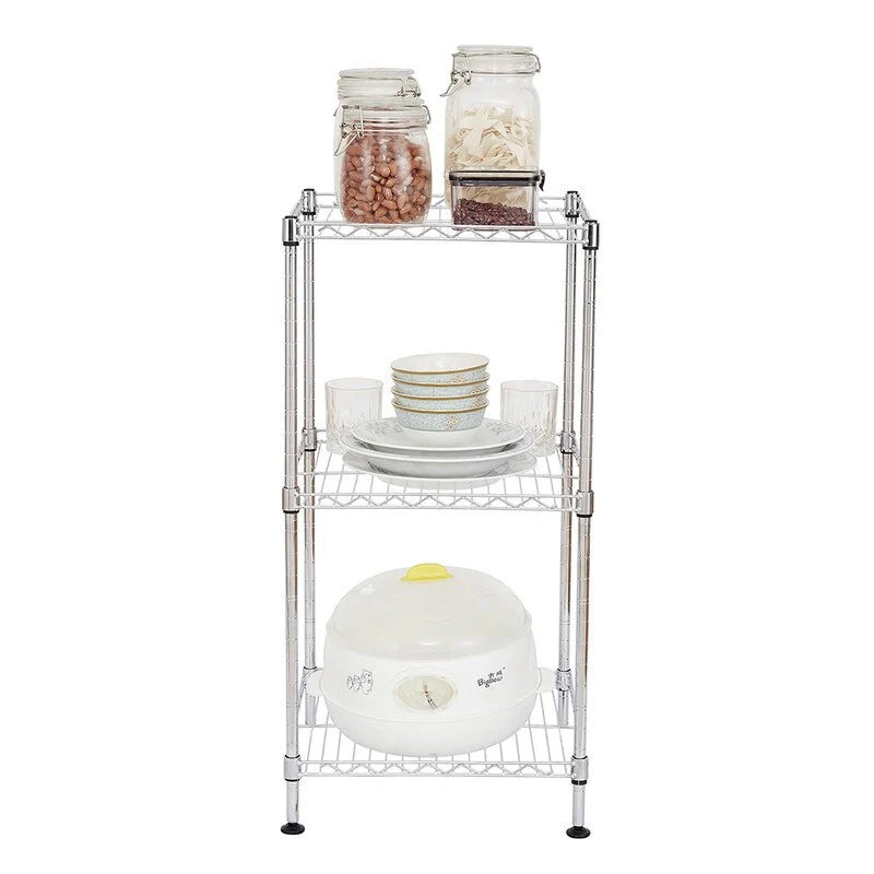 Black 3-Tier Black Wire Shelving Tower