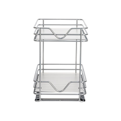 Household Essentials 2-Tier Brushed Nickel Spice Rack Organizer, Sliding Pantry Organizer