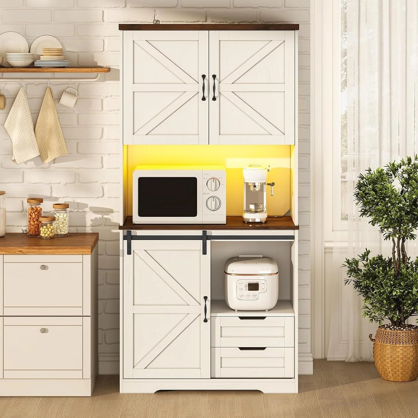 Farmhouse Kitchen Storage Cabinet Pantry Cabinet Home Bar