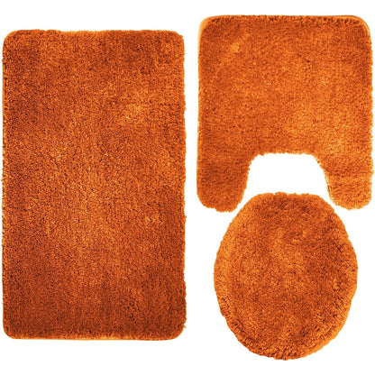 Queen Mary 3 Piece Bathroom Rug Set, Luxury Soft Plush Bath Mat, Contour Rug, Lid Cover, Non-Slip
