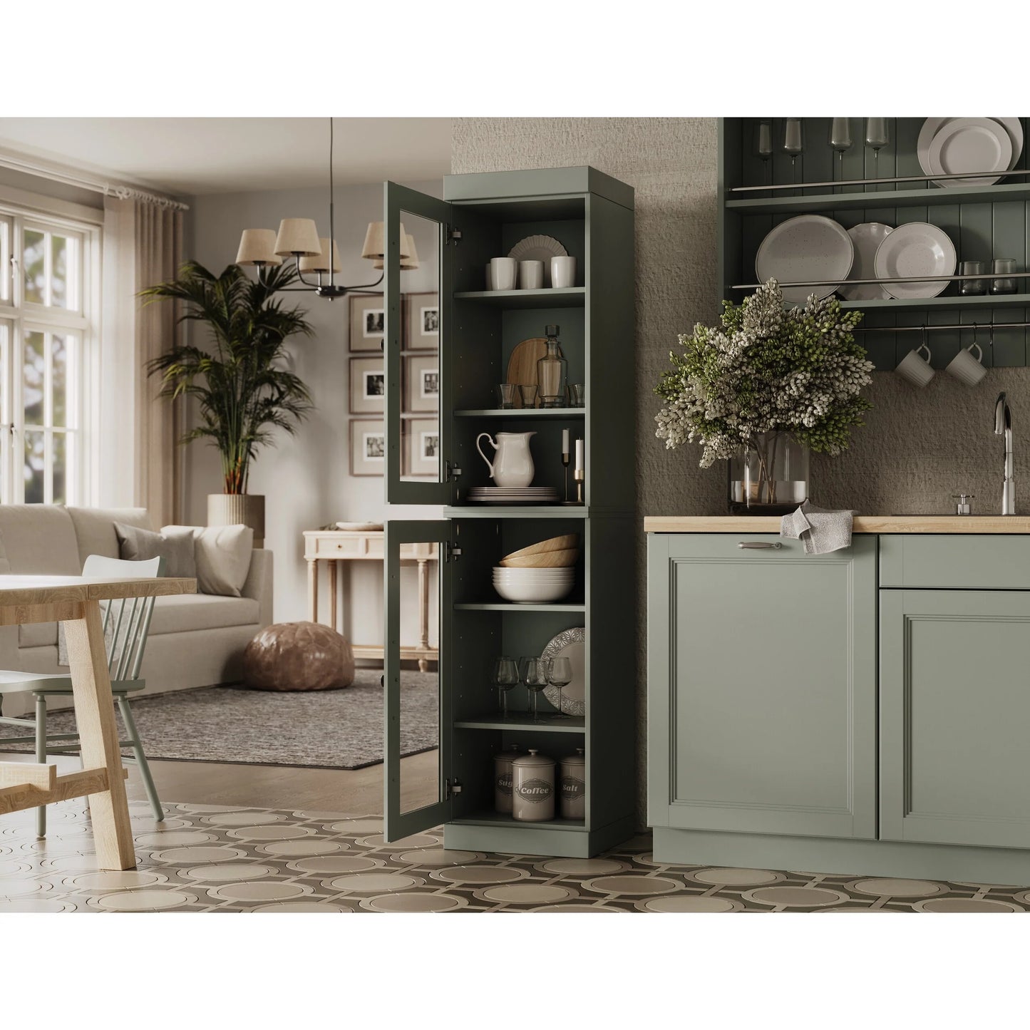 100% Solid Wood 16.5" Kitchen Pantry Cabinet with Doors by Palace Imports