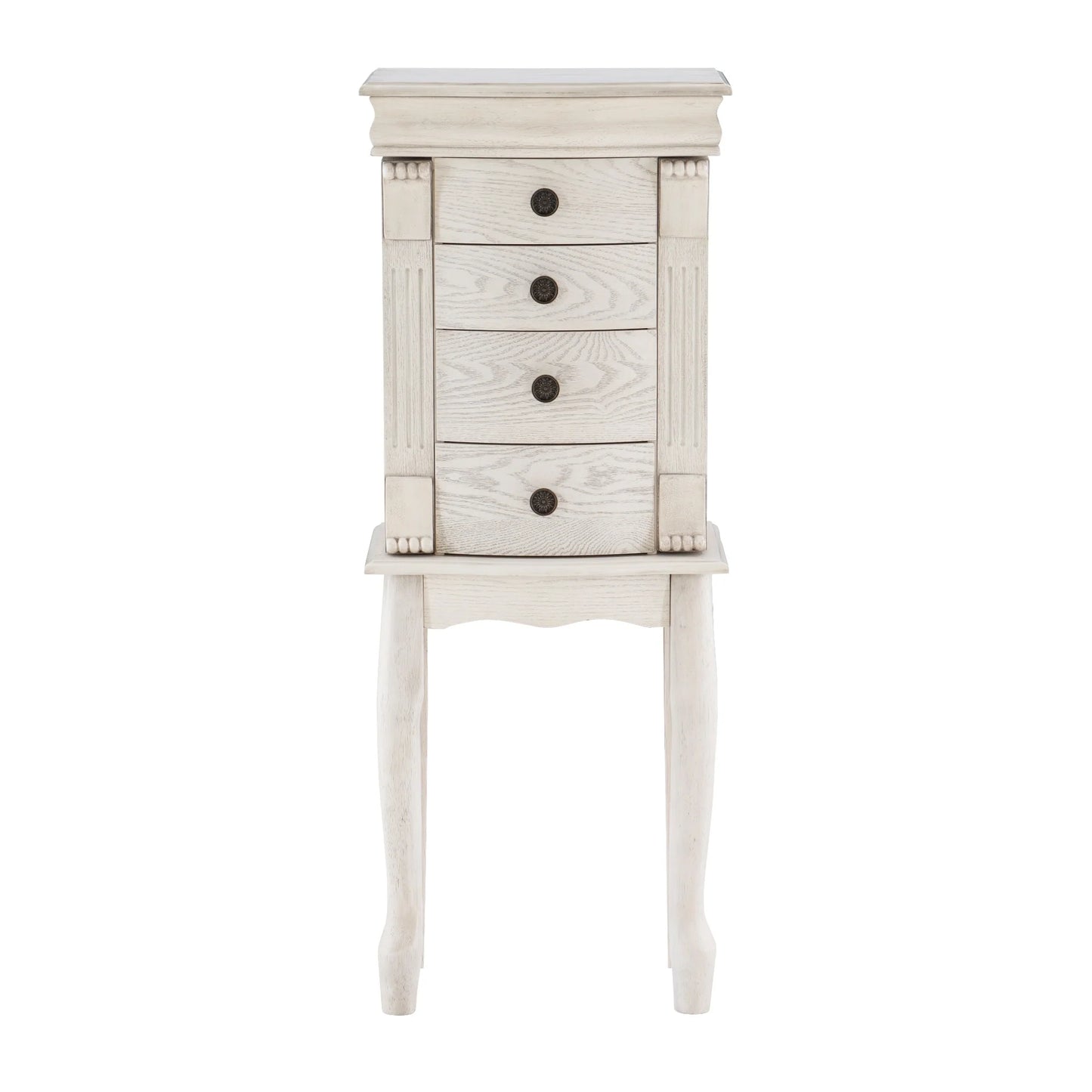 Jewelry Armoire with Storage Drawers - 35.25" - Cream