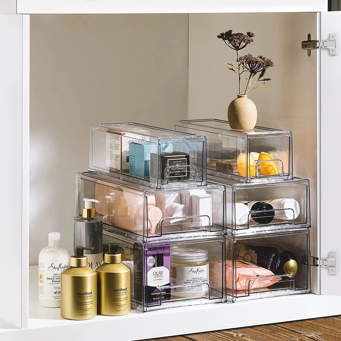 Sorbus Fridge Drawers - Clear Stackable Pull Out Refrigerator Organizer Bins 2 Pack, Medium
