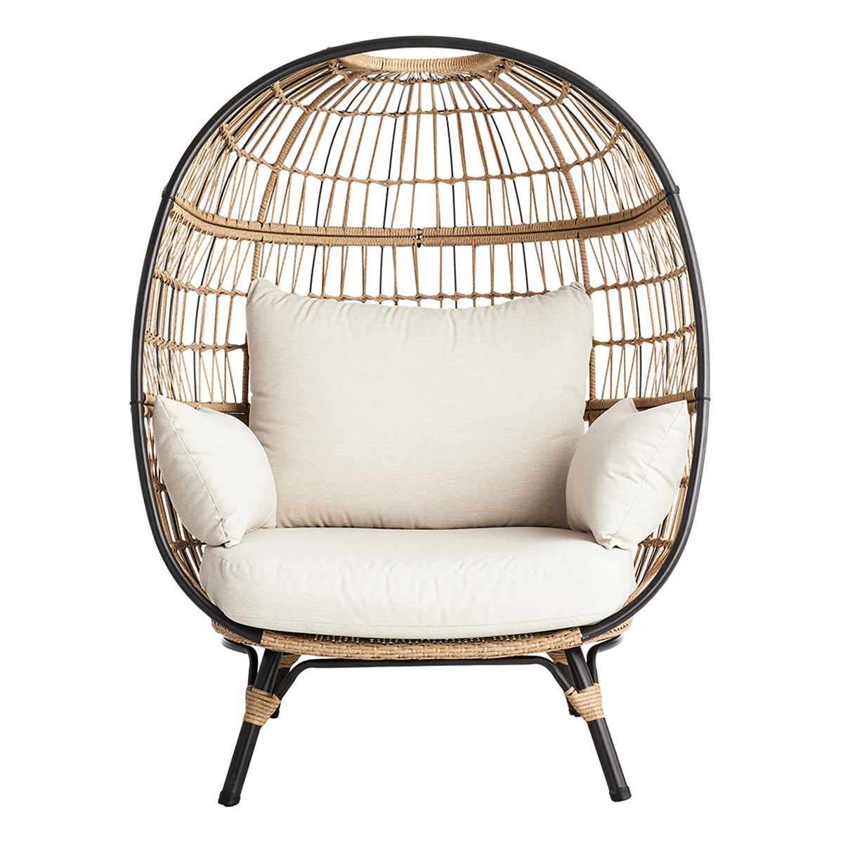 Paloma Taupe Wicker with Sand Cushions Oversized Patio Egg Chair