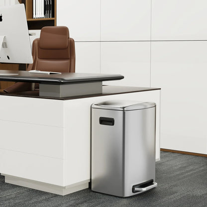 Stainless Steel 13-Gallon Kitchen Trash Can with Foot Pedal and Soft Close Lid