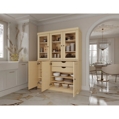 Palace Imports 100% Solid Wood China Pantry with Glass or Solid Wood Doors and 2-Drawers - 48.5" x 71.5"