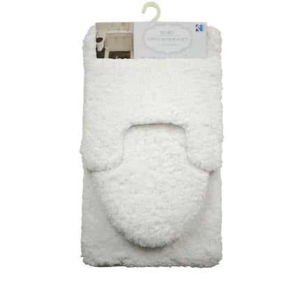 Queen Mary 3 Piece Bathroom Rug Set, Luxury Soft Plush Bath Mat, Contour Rug, Lid Cover, Non-Slip