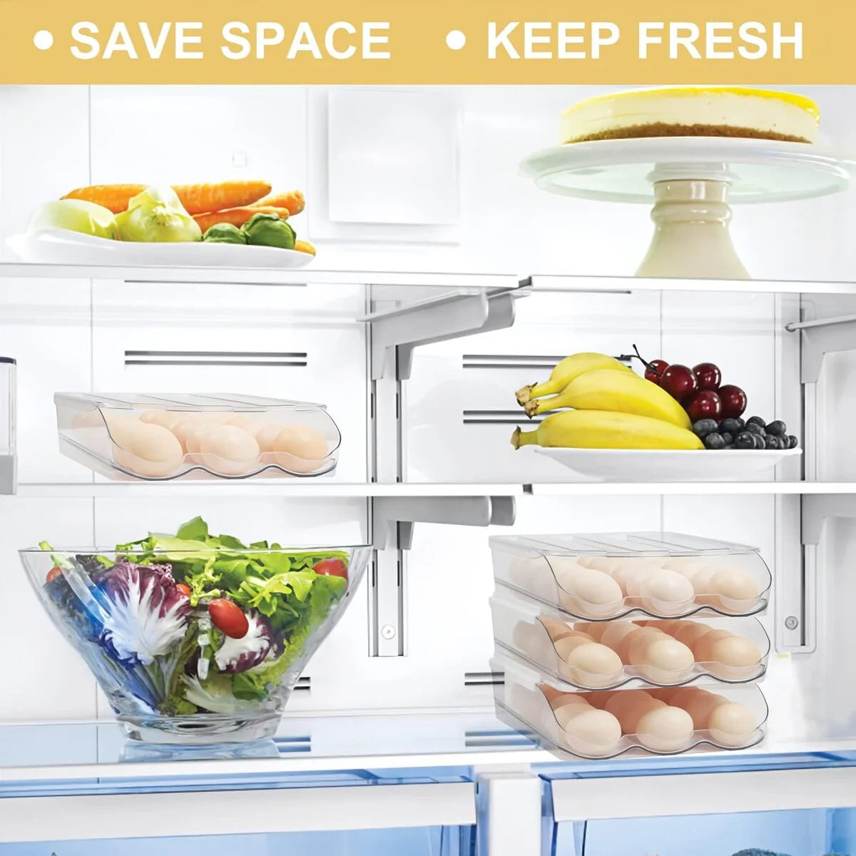 Set of 2 Auto Rolling Storage Container 18 Egg Tray - 2 Layer