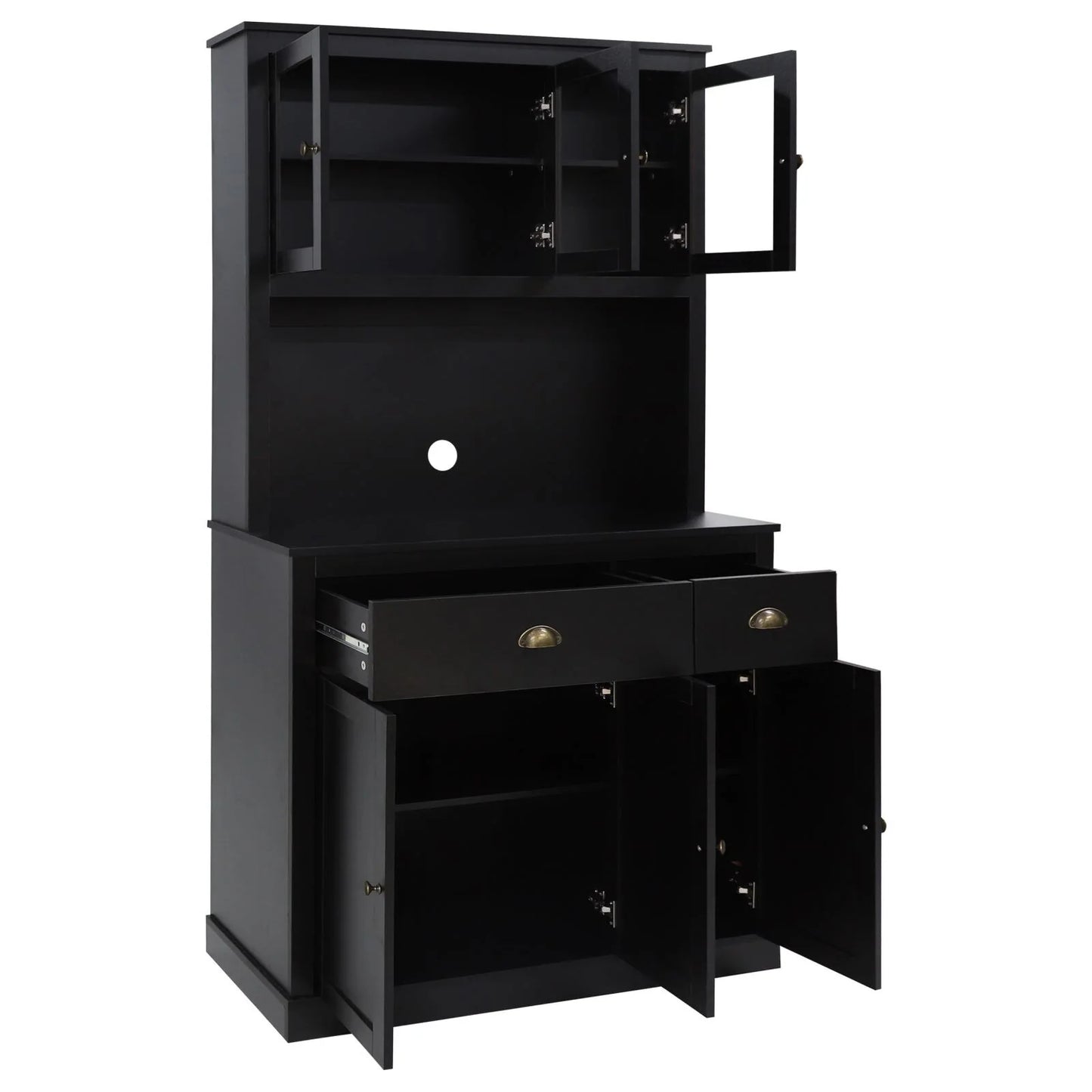VEIKOUS Pantry Kitchen Cabinet Storage with Microwave Stand and 3 Adjustable Shelves