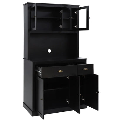 VEIKOUS Pantry Kitchen Cabinet Storage with Microwave Stand and 3 Adjustable Shelves