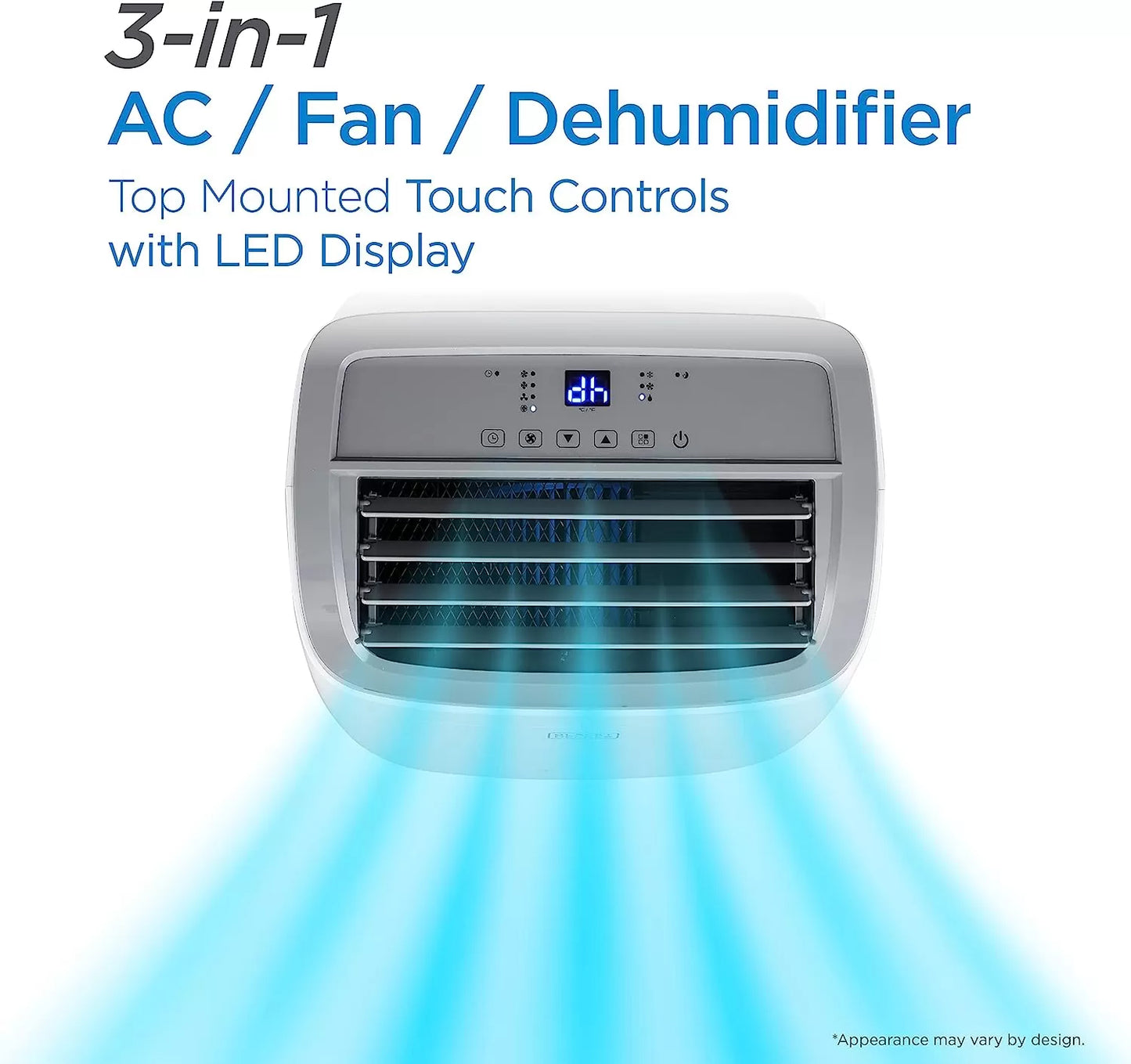 BLACK+DECKER 8,000 BTU Portable Air Conditioner up to 350 Sq. with Remote Control, White