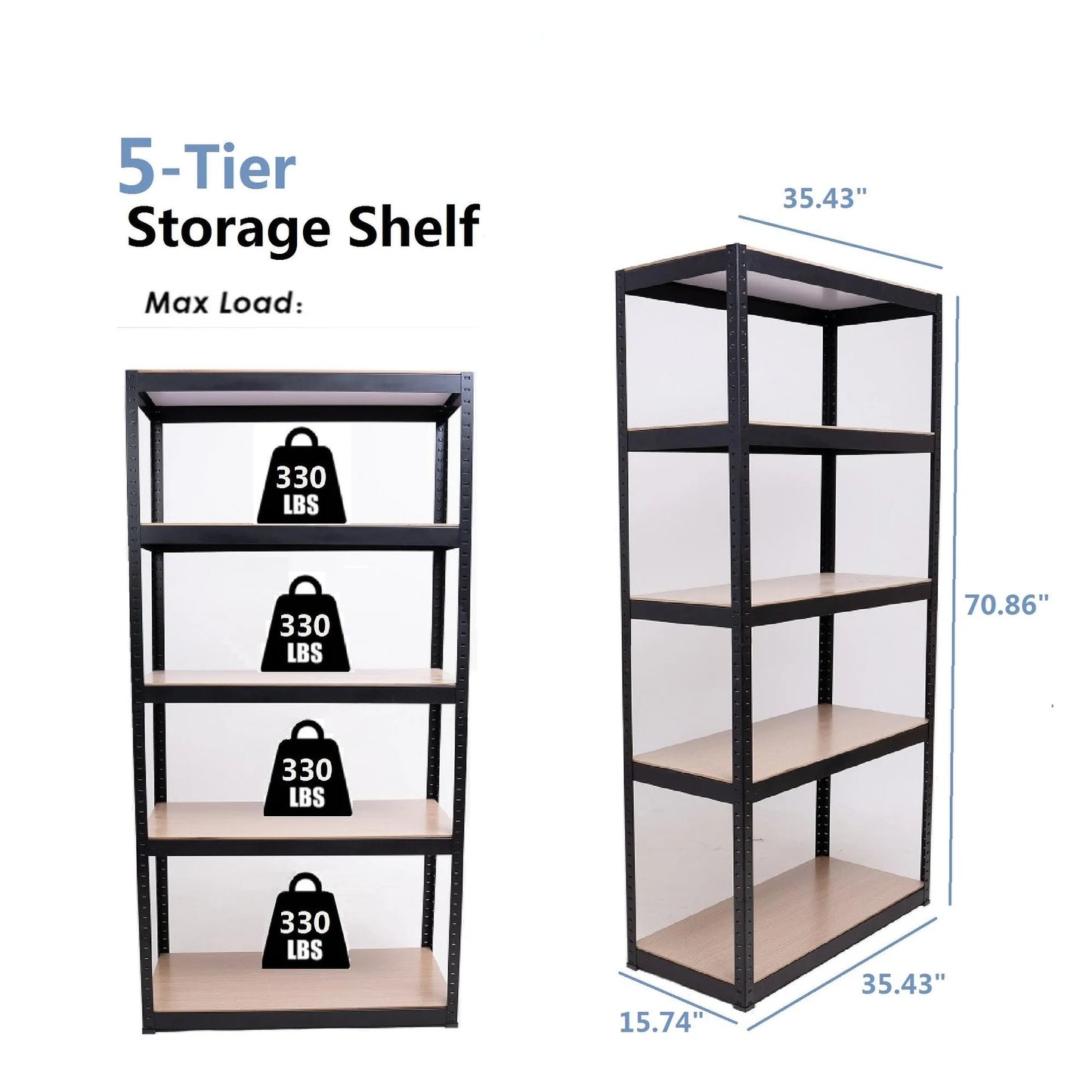 Storage Shelves - 5 Tier Adjustable Garage Storage Shelving