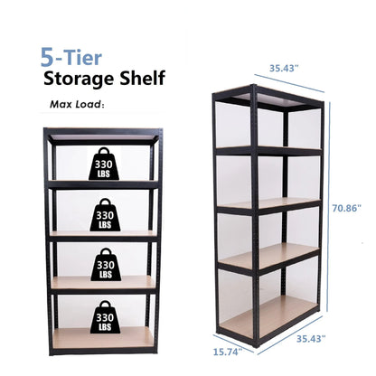 Storage Shelves - 5 Tier Adjustable Garage Storage Shelving