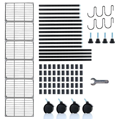 6-Tier Steel Wire Shelving with Wheels Adjustable Storage Units