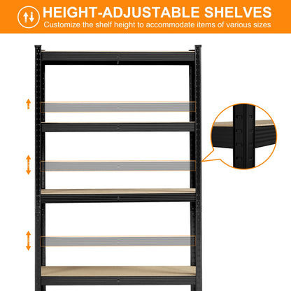 Yaheetech Adjustable 5-Tier Shelf Metal Storage Rack for Home/Office/Garage - 35.5″ L × 12″ W × 71″ H