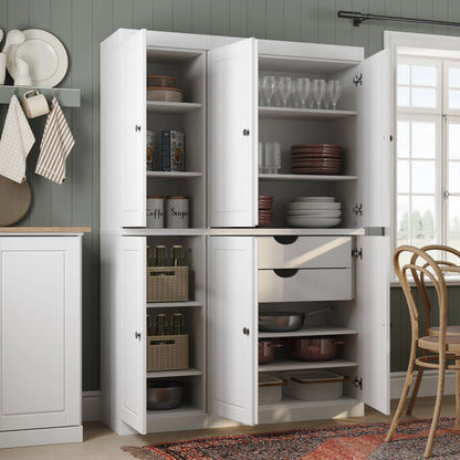 Palace Imports 100% Solid Wood China Pantry with Glass or Solid Wood Doors and 2-Drawers - 48.5" x 71.5"
