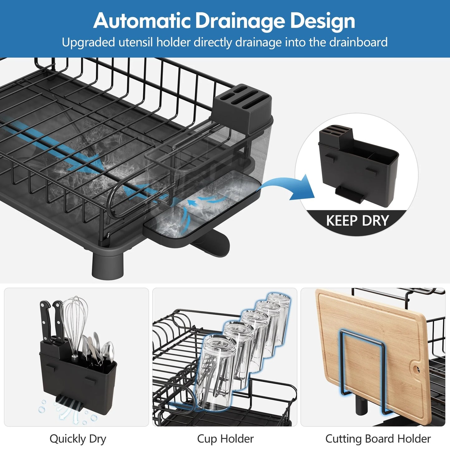 JASIWAY 2 Tier Kitchen Stainless Steel Dish Rack