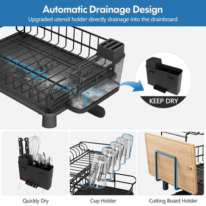 JASIWAY 2 Tier Kitchen Stainless Steel Dish Rack