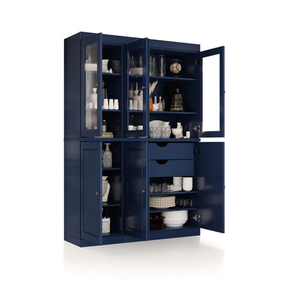Palace Imports 100% Solid Wood China Pantry with Glass or Solid Wood Doors and 2-Drawers - 48.5" x 71.5"