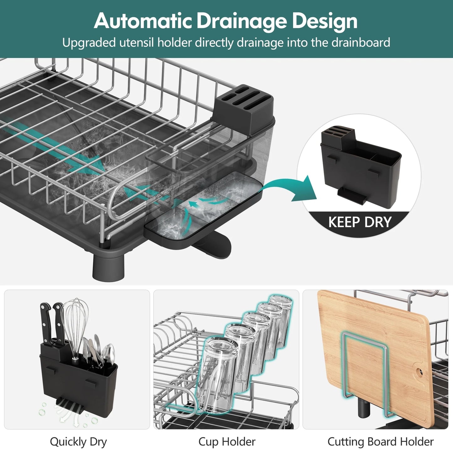 JASIWAY 2 Tier Kitchen Stainless Steel Dish Rack