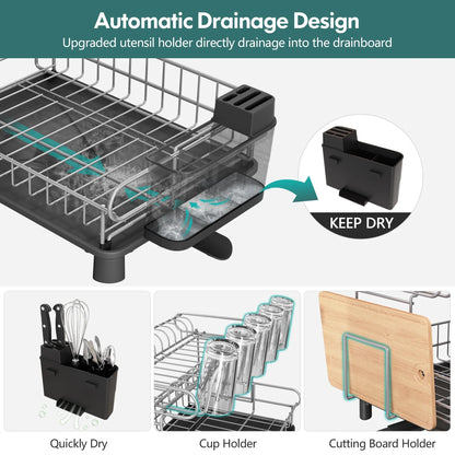 JASIWAY 2 Tier Kitchen Stainless Steel Dish Rack