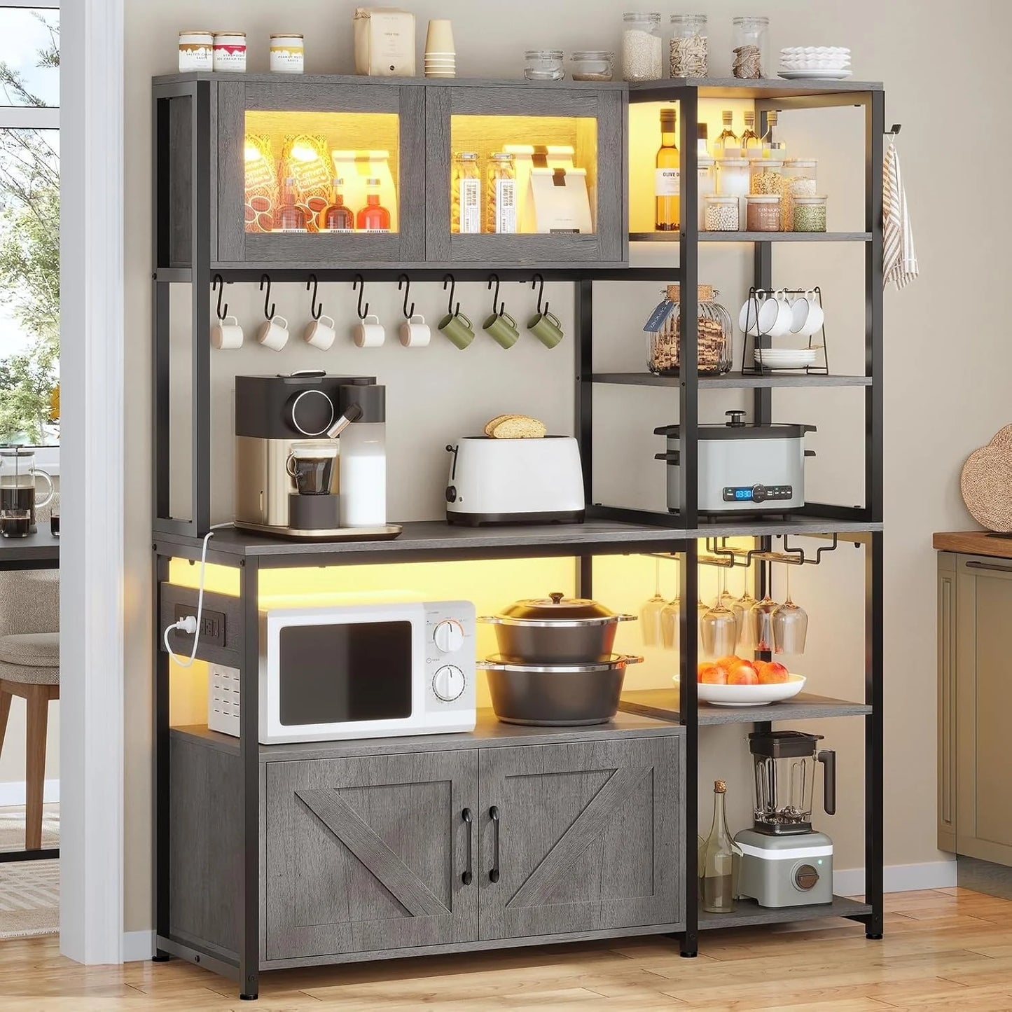 Bakers Rack for Kitchen with Storage Coffee Bar Cabinet