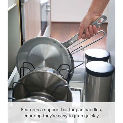 Yamazaki Home Adjustable Pot Lid Organizer, Steel - L 7.87 x W 17.72 x H 6.89 inches