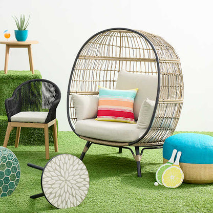 Paloma Taupe Wicker with Sand Cushions Oversized Patio Egg Chair