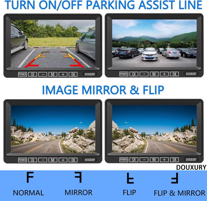 Wireless Backup Camera for RV Truck Trailer Camper Digital 3 Rear/Side View Cameras & HD 1080P 4 Splits 7" Screen with Adapter for Furrion Pre-Wired Night Vision IP69 Waterproof 170° Wide View Angle