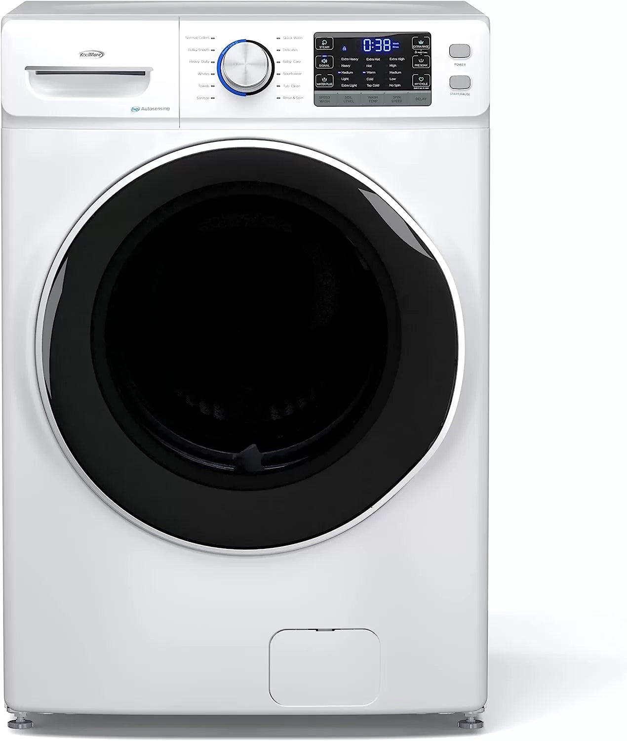 KoolMore FLW-3CWH Front Load Machine, 2.7 Cu. Ft, Space Saving Unit with 20-Minute Quick, 12 Washing Cycles, Quiet Inverter Motor [120V],