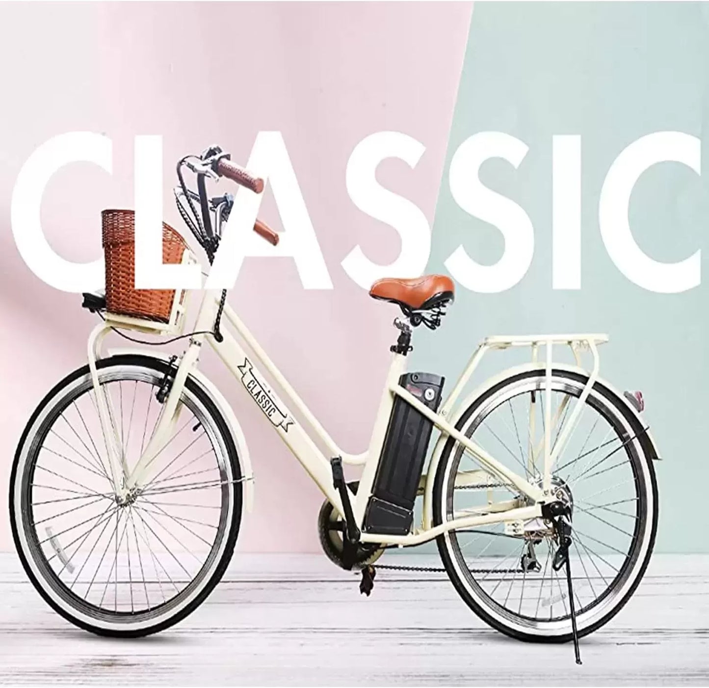 NAKTO 22"/26" Electric Bike for Adults 250W/350W City-Electric Bike Sporting 6-Speed Gear Electric Bicycles 36V 10.4/12Ah Removable Lithium Battery Ebike for Female Male