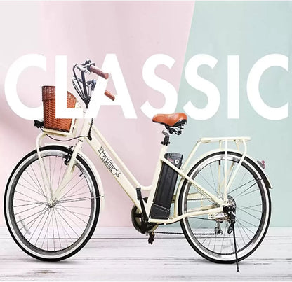 NAKTO 22"/26" Electric Bike for Adults 250W/350W City-Electric Bike Sporting 6-Speed Gear Electric Bicycles 36V 10.4/12Ah Removable Lithium Battery Ebike for Female Male