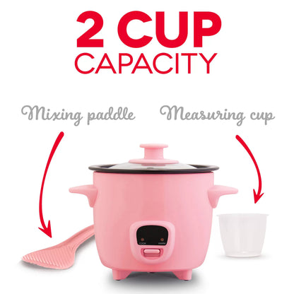 Mini Rice Cooker Steamer with Removable Nonstick Pot - Pink
