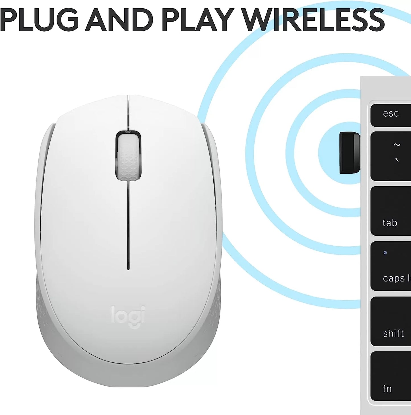 Logitech M170 Wireless Mouse for PC, Mac, Laptop, 2.4 GHz with USB Mini Receiver, Optical Tracking, 12-Months Battery Life, Ambidextrous - Blue Grey