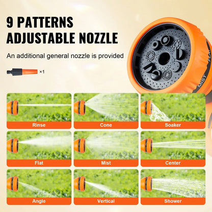Retractable Hose Reel, Various specifications, 100'x1/2" 180° Swivel with 9-Pattern Nozzle, Automatic Rewind, Lock at Any Length, Slow Return System