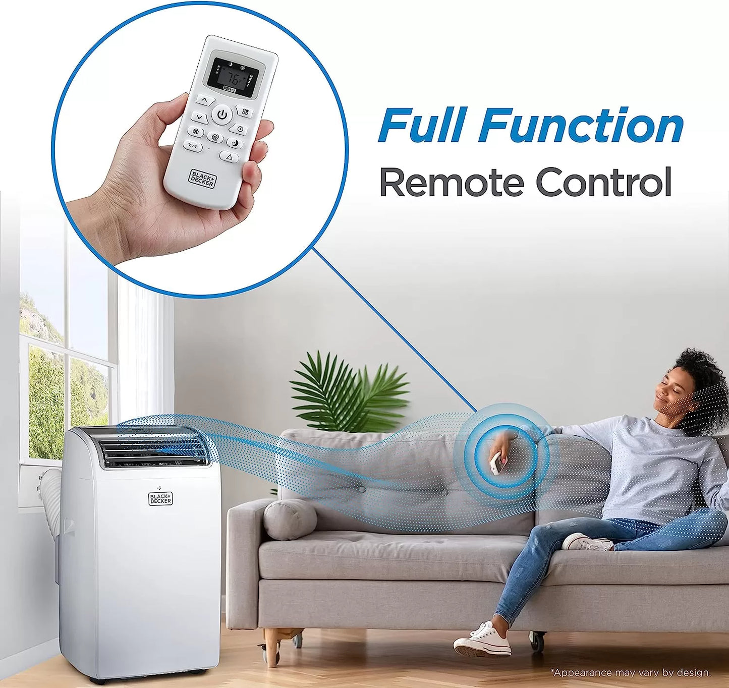 BLACK+DECKER 8,000 BTU Portable Air Conditioner up to 350 Sq. with Remote Control, White