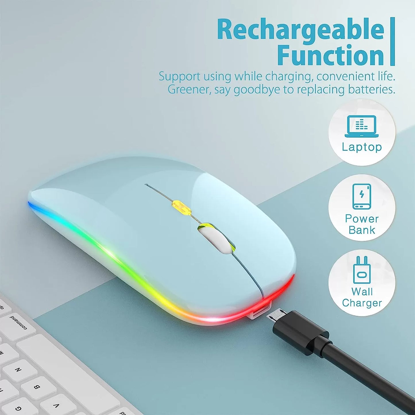 [Upgrade] LED Wireless Mouse, Slim Silent Mouse 2.4G Portable Mobile Optical Office Mouse with USB & Type-c Receiver, 3 Adjustable DPI Levels for Notebook, PC, Laptop, Computer, MacBook (Pink)