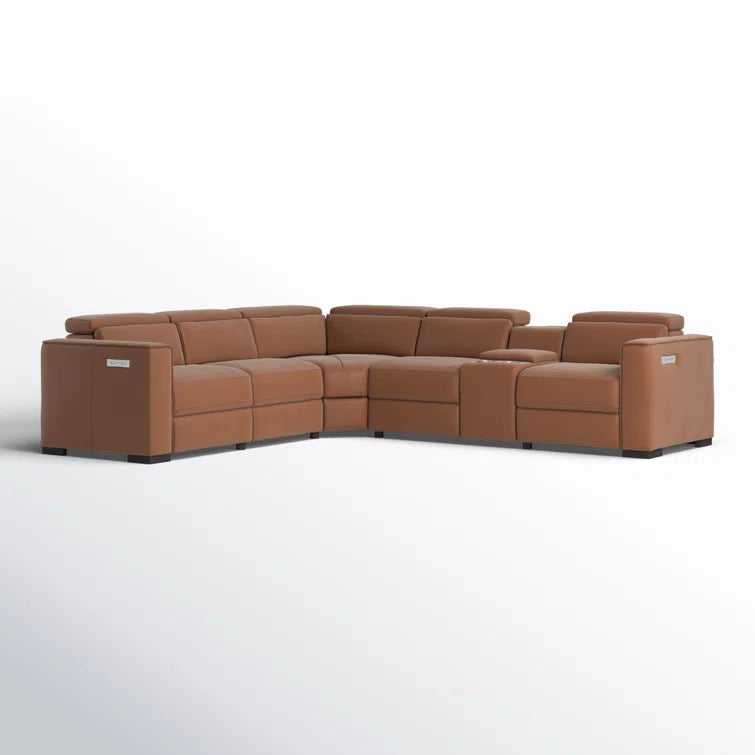 Graddy 6 - Piece Leather Power Reclining Sectional