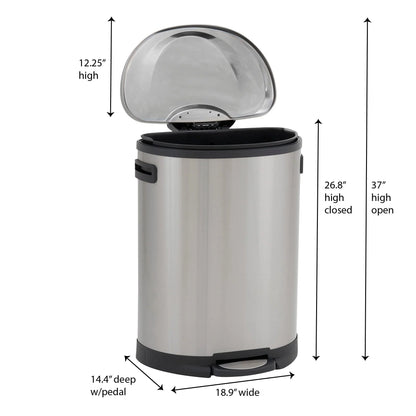 Household Essentials Stainless Steel Step Trash Can with Plastic Liner