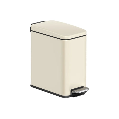 Stainless Steel Slim Bathroom Trash Can with Soft-Close Lid and Plastic Removable Inner Bucket