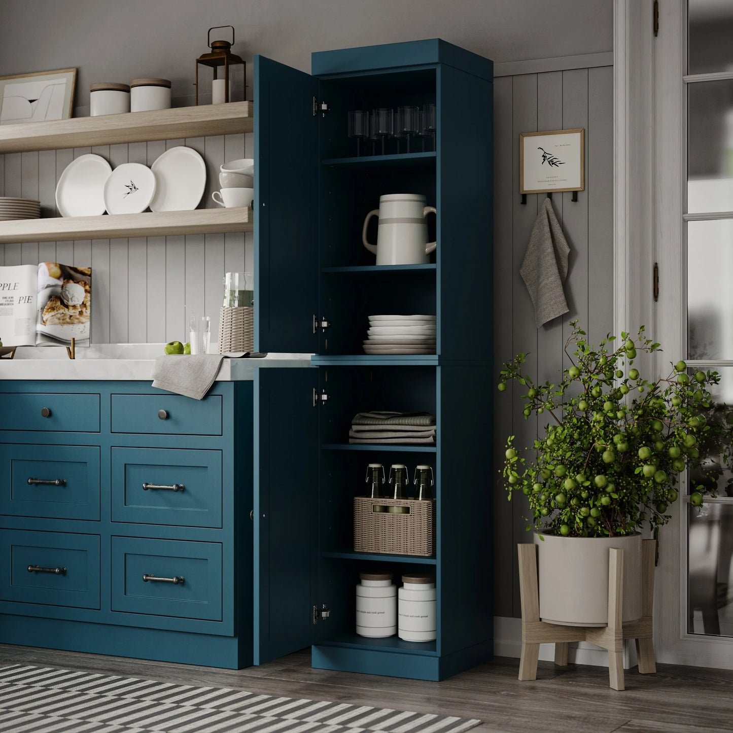 100% Solid Wood 16.5" Kitchen Pantry Cabinet with Doors by Palace Imports