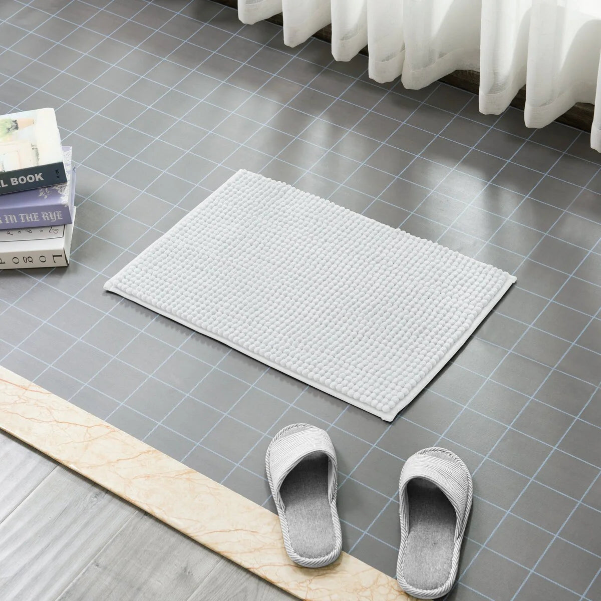 Subrtex Luxury Chenille Bath Rugs Soft Bathroom Mats